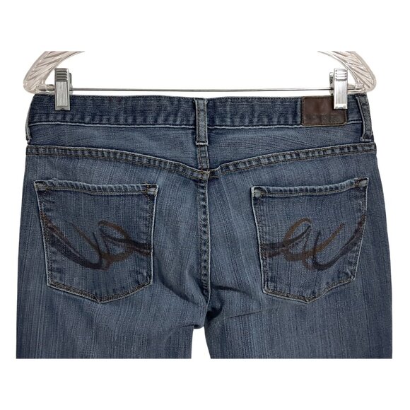 Express Womens Eva Fit & Flare Jeans Size 10R Blue Denim - Picture 8 of 11